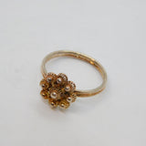 Sterling Silver Rose-Gold Gilt Eastern Floral Style Ring Modern c2000 Size O