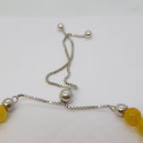 Sterling Silver Yellow Hardstone Beaded Dress Bracelet Vintage c1970