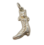Sterling Silver Puss in Boots Charm Pendant Vintage c1970s