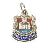 Sterling Silver Enamel Swansea Charm Pendant Vintage c1970s