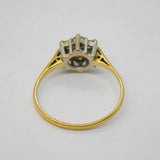 18ct Yellow Gold Brilliant Cut Diamond Floral Cluster Ring Vintage 1982