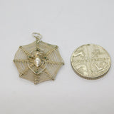 Sterling Silver Studio Style Spider In Web Charm Pendant Vintage c1970