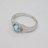 Sterling Silver Sapphire Heart & Diamond Dress Ring Vintage c1970 Size L