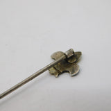 VIctorian Sterling Silver Fleur-De-Lis Green-Yellow Enamel Stick Pin Antique