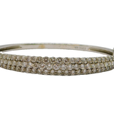 Sterling Silver Three Tier CZ Graduating Hinged Cuff Bangle Contemporary c1990