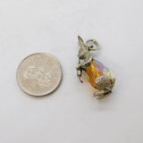 Sterling Silver Glass Set Rabbit Charm Pendant Vintage c1970s