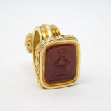 George III Gold Cased Carnelian Intaglio Doves on Wreath Fob Seal Antique