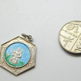 Sterling Silver and Enamel St Christopher Charm Pendant Vintage c1970