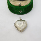 Sterling Silver Heart Shaped Locket Charm Pendant Vintage c1970
