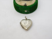 Sterling Silver Heart Shaped Locket Charm Pendant Vintage c1970