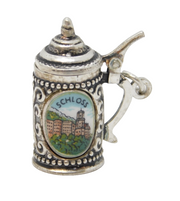 Sterling Silver German Tankard Stein Enamel Charm Pendant Vintage c1970