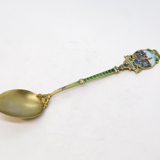 German .800 Silver Gilt & Enamel Terminal Dordrecht Souvenir Spoon Antique