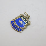 Sterling Silver Blue Enamel Leeds Souvenir Shield Charm Pendant Vintage c1970s