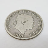 George III Silver Half Crown Coin Antique 1818 Fair Condition