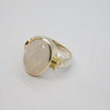 Sterling Silver Moonstone Cabochon Studio Style Dress Ring Vintage c1970 Size O