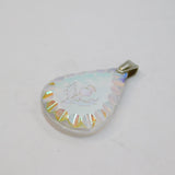 Sterling Silver AB Coated Glass Thistle Engraved Charm Pendant Vintage c1970