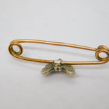 Edwardian Rolled Gold, Sterling Silver, Turquoise, Pearl Butterfly Brooch c1910