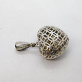 Sterling Silver Sparkling Blue & White Stone Set Puffy Heart Pendant Vintage