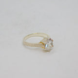 Sterling Silver Spinel Solitaire Textured Band Dress Ring Modern c2000 Size O