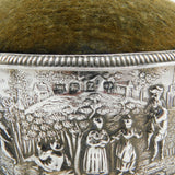 Victorian Sterling Silver Rural Life Regency Style Trinket Box Antique 1899