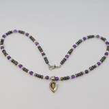 Tahitian Pearl, Pearl & Amethyst Beaded Sterling Silver Necklace Vintage 2005