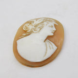 Victorian Carved Shell Female in Profile Cameo Antique c1880