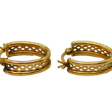 Pair of 9ct Yellow Gold Knotted Hoop Earrings Vintage c1970s