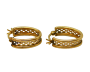 Pair of 9ct Yellow Gold Knotted Hoop Earrings Vintage c1970s