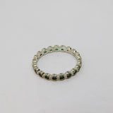 Sterling Silver Green Crystal Tennis Stacking Band Ring Modern c2010 Size O 1/2
