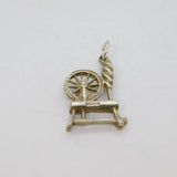 Sterling Silver Spinning Wheel Charm Pendant Vintage c1970s