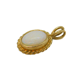9ct Yellow Gold & White Opal Drop Pendant Vintage c1970s
