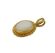 9ct Yellow Gold & White Opal Drop Pendant Vintage c1970s
