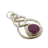 Sterling Silver Earth-Mined Ruby Set Charm Pendant Vintage c1970s