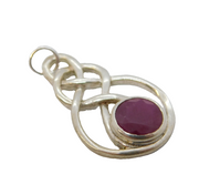 Sterling Silver Earth-Mined Ruby Set Charm Pendant Vintage c1970s