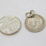 Sterling Silver Threepence Coin Charm Pendant Antique 1936