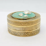 19th Century French Sterling Silver Gilt & Enamel Top Pill Box Antique c1880