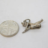 Sterling Silver Witch on the Broom Charm Pendant Vintage c1970