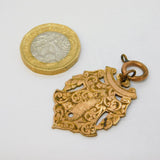 Victorian Rolled Gold Floral Pattern Fob Medal Antique c1880