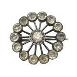 Victorian Sterling Silver Paste Set Sunburst Brooch Antique c1890s