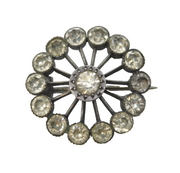 Victorian Sterling Silver Paste Set Sunburst Brooch Antique c1890s