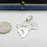 Sterling Silver Cave Painting Outline of Africa Charm Pendant Vintage c1970