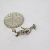 Sterling Silver Football Player Charm Pendant Vintage c1970