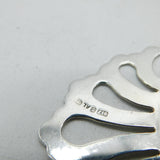 20th Century Maltese .917 Grade Silver Floral Tea Strainer on Bowl Antique c1920