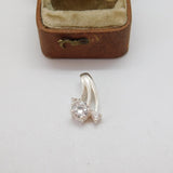 Sterling Silver Spinel Set Drop Pendant Charm Pendant Vintage c1970