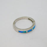 Sterling Silver Synthetic Turquoise Dress Band Ring Vintage c1970 Size O 1/2