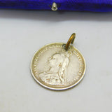 Victorian Sterling Silver & Enamel Shilling Coin Fob Pendant Antique 1887