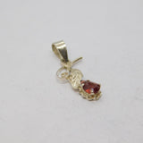 Sterling Silver Leaf Design Garnet Peardrop Pendant Vintage c1970