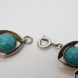 South African Sterling Silver & Amazonite Set Panel Bracelet Vintage c1970s