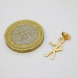 9ct Yellow Gold Stick Man Style Charm Pendant Vintage c1970s