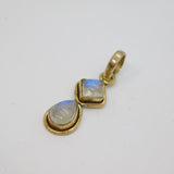 Sterling Silver Cabochon Rainbow Moonstone Studio Drop Pendant Vintage c1970s